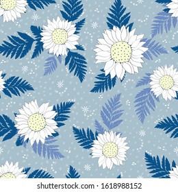 Seamless Floral Vector Pattern with bouquets and a nice dotted background for decoration, print, textile surface, fabric