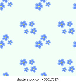 Seamless floral vector pattern. Chaotic background with blue flowers 
