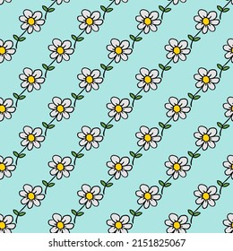 Seamless floral vector pattern. Colored flowers background. Doodle mother's day floral pattern. Vintage floral pattern illustration