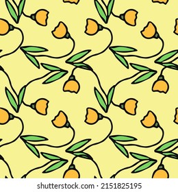 Seamless floral vector pattern. Colored flowers background. Doodle mother's day floral pattern. Vintage floral pattern illustration