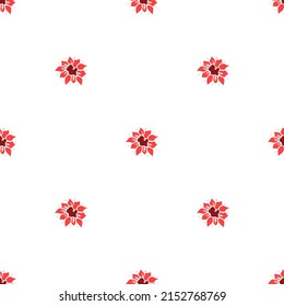 Seamless floral vector pattern. Colored flowers background. Doodle floral pattern with red flowers. Vintage floral pattern illustration