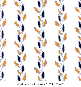 Seamless floral vector pattern with colorful branches for decoration, print, textile, fabric, stationery, wallpaper