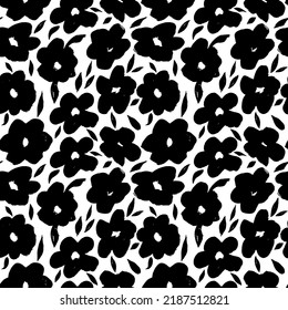 Seamless floral vector pattern with daisy or chamomile. Vector illustration background. Grunge texture. Hand drawn  illustration with abstract floral motif.