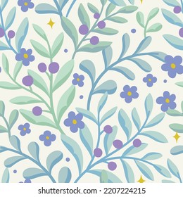 Seamless floral vector pattern design. Delicate botanical texture.
