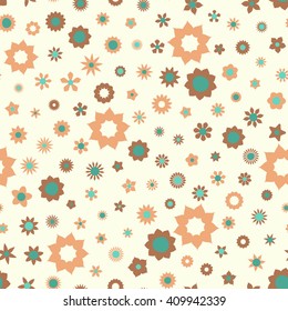 Seamless floral vector pattern in doodle style with colorful flowers on a light background