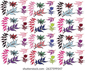 Seamless floral vector pattern with elegant blue and red flower elements. Suitable for fabric prints, gift wrap, wallpapers, and elegant nature-themed branding.