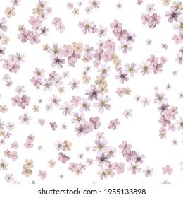 seamless floral vector pattern with flowers on white background