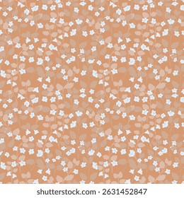 Seamless floral vector pattern with  flowers and leaves on a beige background. Elegant and sophisticated botanical design, perfect for textiles, fashion prints, wallpaper, and packaging