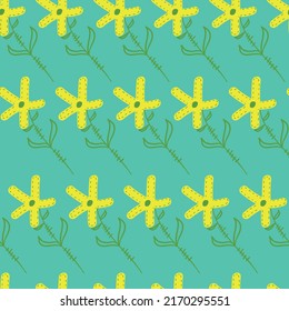 Seamless floral vector pattern. illustration with yellow flowers for background