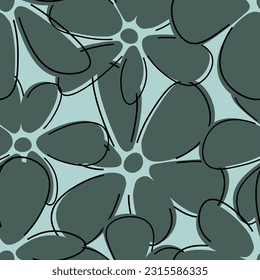 Seamless floral vector pattern with lines.