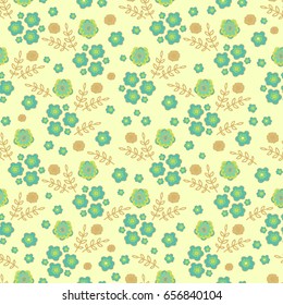 Seamless  floral vector pattern on yellow background