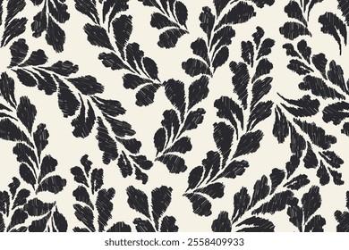 Seamless Floral Vector Pattern with Ornate Leaves design for texture, fabric, clothing, wrapping, decoration, Vintage Wallpaper Design