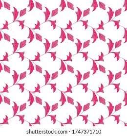Seamless floral vector pattern with pink branches for decoration, print, textile, fabric prints, postcards, apparel, stationery goods