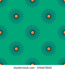 Seamless floral vector pattern. Repeat flower background with botanical elements. Trendy bright green spring fashion print design. Modern illustration.