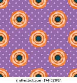Seamless floral vector pattern. Repeat spring flower background with cute nature elements. Trendy purple botanical fashion print design. Modern illustration.