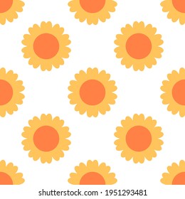 Seamless floral vector pattern. Repeat spring flower background with plant and nature elements. Trendy summer fashion print design. Modern illustration.