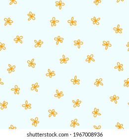 Seamless floral vector pattern. Repeat flower background with cute botanical summer elements. Trendy yellow nature fashion print design. Modern spring bloom illustration.