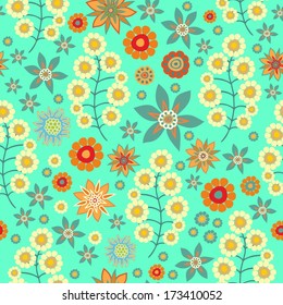 Seamless  floral vector pattern in scandinavian style
