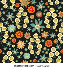 Seamless  floral vector pattern in scandinavian style