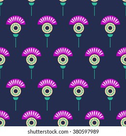 Seamless floral vector pattern. Symmetrcal colorful ornamental background with flowers. Decorative repeating ornament, Series of Floral and Decorative Seamless Pattern.