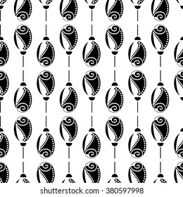 Seamless floral vector pattern. Symmetrcal black and white ornamental background with roses. Decorative repeating ornament, Series of Floral and Decorative Seamless Pattern.