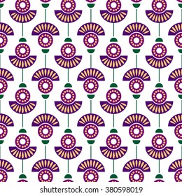 Seamless floral vector pattern. Symmetrcal colorful ornamental background with flowers. Decorative repeating ornament, Series of Floral and Decorative Seamless Pattern.