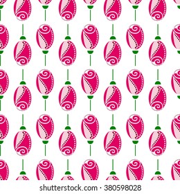Seamless floral vector pattern. Symmetrcal ornamental background with pink roses. Decorative repeating ornament, Series of Floral and Decorative Seamless Pattern.