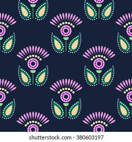 Seamless floral vector pattern. Symmetrical colorful ornamental background with flowers. Decorative repeating ornament, Series of Floral and Decorative Seamless Pattern.