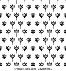 Seamless floral vector pattern. Symmetrical black and white ornamental background with flowers. Decorative repeating ornament, Series of Floral and Decorative Seamless Pattern.