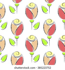 Seamless floral vector pattern. Symmetrical colorful ornamental background with roses. Decorative repeating ornament, Series of Floral and Decorative Seamless Pattern.