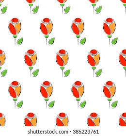 Seamless floral vector pattern. Symmetrical colorful ornamental background with roses. Decorative repeating ornament, Series of Floral and Decorative Seamless Pattern.