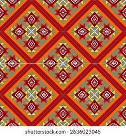Seamless floral vector pattern with traditional textile design and antique style decoration