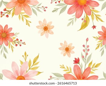 seamless floral vector pattern, watercolor background,  cute floral background design for fabric 55