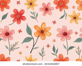 seamless floral vector pattern, watercolor background,  cute floral background design for fabric 66