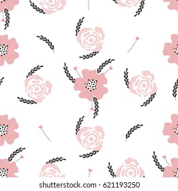 Seamless floral vector pattern.Colorful romantic print.Textile texture
