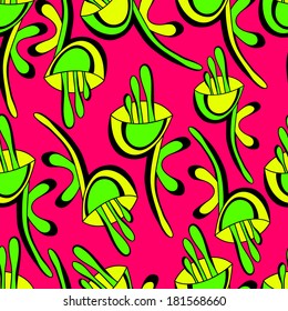 Seamless floral vector pattern.Seamless pattern can be used for web page backgrounds, wallpapers,pattern.Spring bright juicy colors yellow lime black.