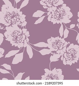 seamless floral vector pink stock flowers leaves pattern on background