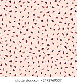 seamless floral vector red small flowers pattern on pink background