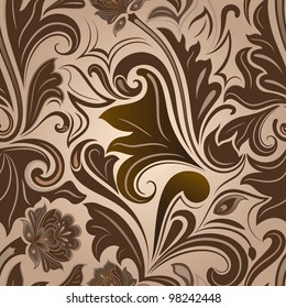 Seamless floral vector retro pattern.