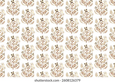 seamless floral vector tile with leaf and flower bunches for botanical-inspired textile design and natural product packaging

