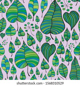 seamless floral vector vintage pattern with colored leaves