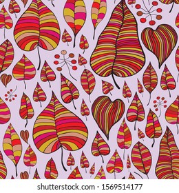 seamless floral vector vintage pattern with colored leaves