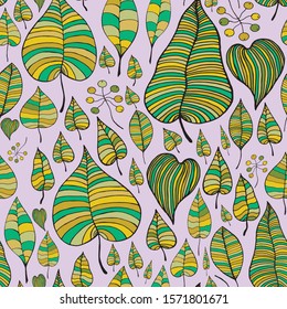 seamless floral vector vintage pattern with colored leaves