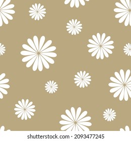 seamless floral vector white flowers pattern on cream background