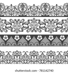 Plantilla de vector de borde vertical floral sin inconvenientes. Separador repetitivo de ornamentos.