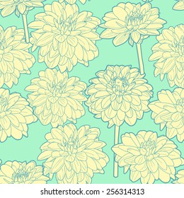 Seamless floral vintage japanese sunny spring asters pattern