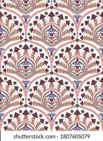 Seamless floral  Vintage multi color pattern in Turkish style. Endless pattern can be used for ceramic tile, wallpaper, linoleum, textile, web page background. Vector