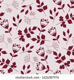 Seamless floral vintage pattern. Vector retro background for fabric, textile, wrapping paper, web pages, wedding invitations, save the date cards. Red beige colors.