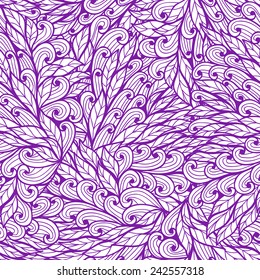 Seamless floral violet hand drawn doodle pattern