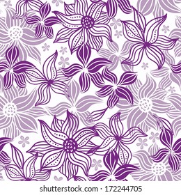seamless floral violet pattern on white background